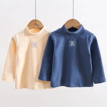 Childrens clothing childrens base shirt long sleeve boy with cotton autumn and winter thick coat baby half high collar Korean tide