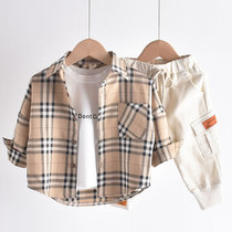Childrens clothing boys shirt 2021 Spring and Autumn new childrens shirt boys baby autumn coat coat shaved foreign gas