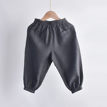 Thin section Summer can wear boy pants Spring Summer Childrens cotton linen Anti-mosquito pants Baby bunches Summer clothing Long pants