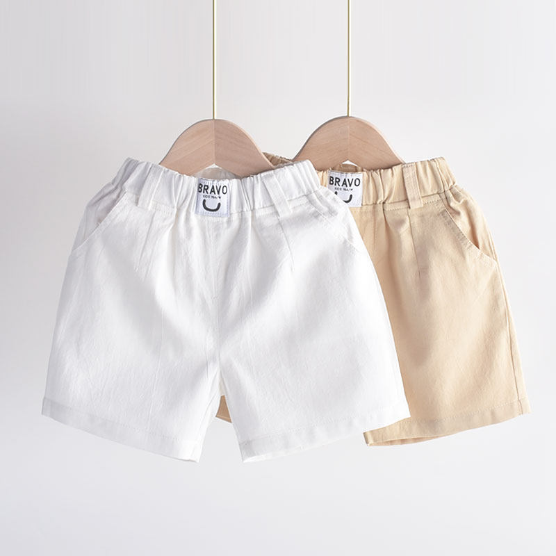 Cotton soft thin shorts boys summer 2022 new children's white five-point pants children's summer clothing pants