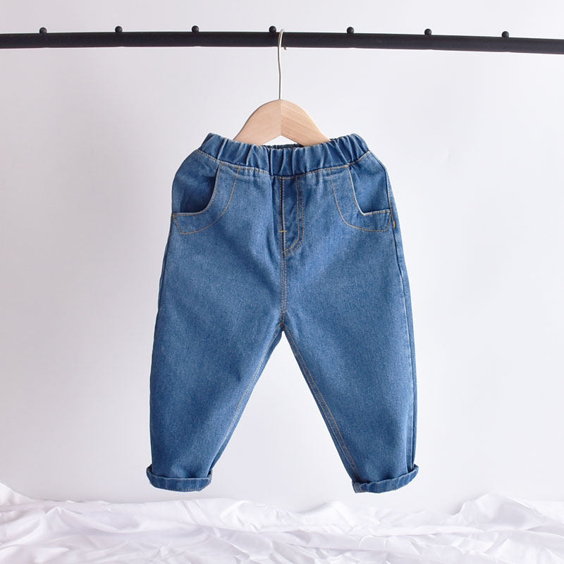 Boy jeans washed with small baby spring autumn pants children long pants girl pants girl casual pants 2022 new Korean version tide
