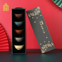 Forbidden City text Forbidden City scent Xiandew Five-colored Purple Purple Sand Lotus Petal Cup Gift Box Five Fu Handmade Purple Sand Tea Cup Tea Tea Tea Set