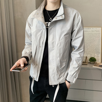 2021 autumn mens new stand neck jacket mens casual slim style Korean solid color coat mens fashion fashion fashion top