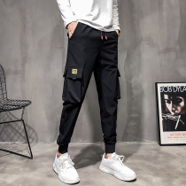 Overalls mens spring and autumn ankle-length pants Korean version of the trend Joker foot multi pocket mens casual slim foot pants