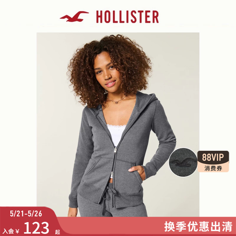 Hollister Small Seagull Pattern American-Style Comfortable Fleece Jacket Sweatshirt 26 Spring Women's Clothing 352-6080