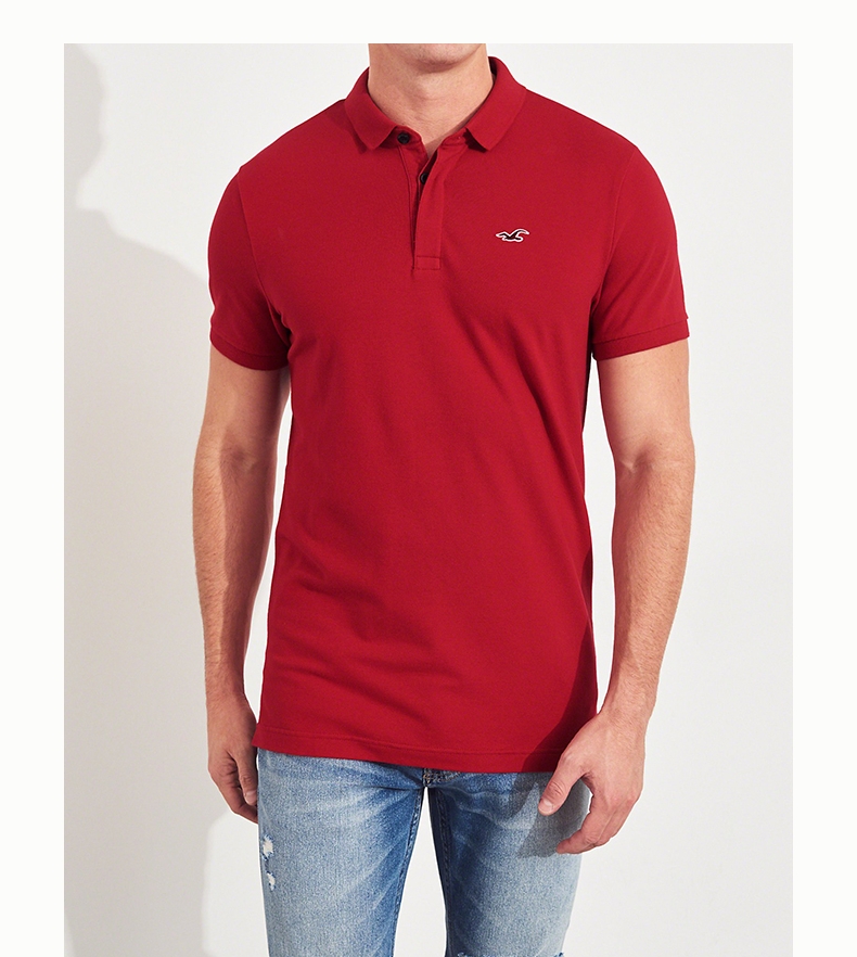 Hollister2018 mùa đông mới co giãn cổ áo mỏng Áo sơ mi nam nam 231486-1 áo polo dài tay