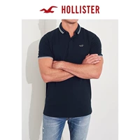 Hollister 2018 mùa thu mới co giãn cổ áo Áo thun nam 222986-1 áo phông polo nam
