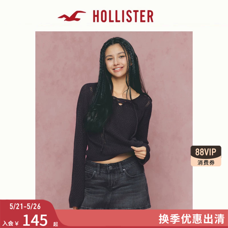 Hollister Classic Bohemian Style Cut Out Knit Sweater 26 Spring Women's Clothing 350-6006