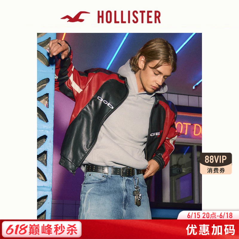 Hollister American-Style Pu Leather Dodge Racing Embroidered Motorcycle Jacket 26 Spring Men's Clothing 332-6008 Hollister American-Style Pu Leather Dodge Racing Embroidered Motorcycle Jacket 26 Spring Men's Clothing 332-6008