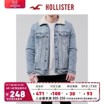 Hollister autumn imitation cashmere lined denim motorcycle jacket men 308492-1