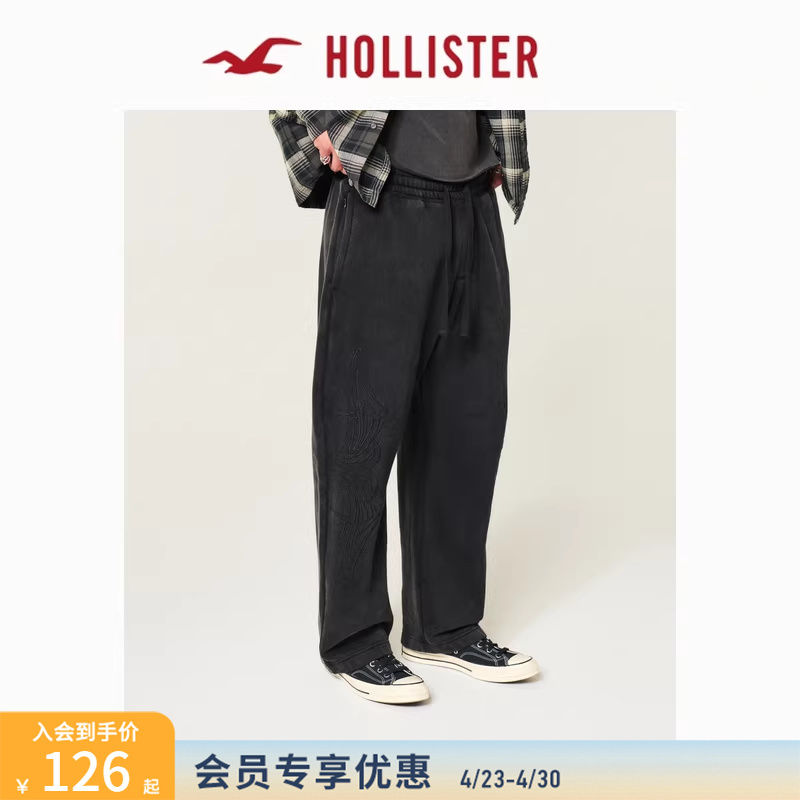 Hollister American-Style Comfortable Fleece Black Washed Sports Sweatpants Long Pants 26 Spring/Summer Men's Clothing 334-6014