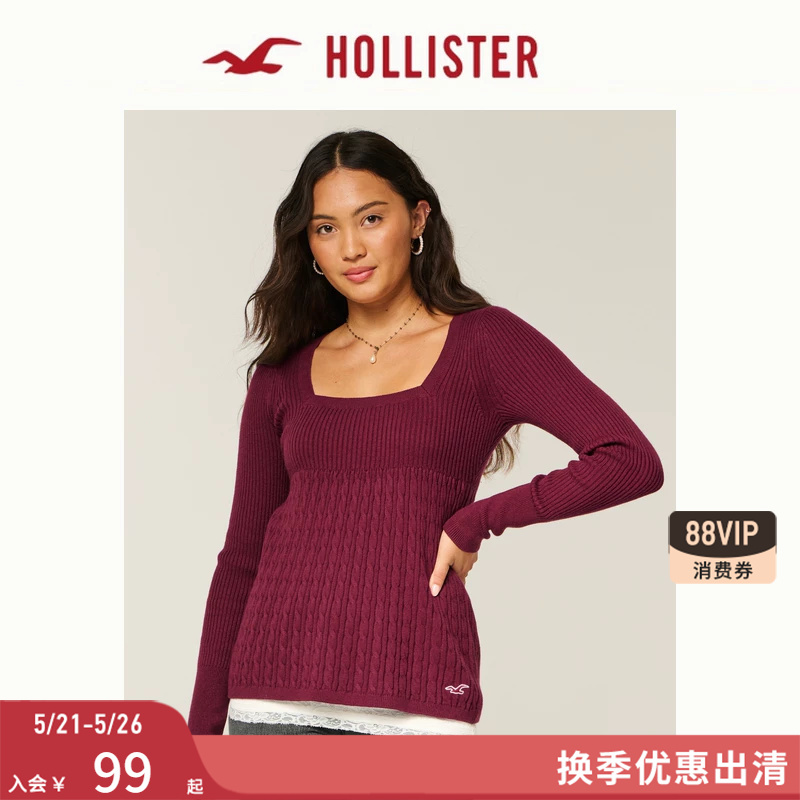 Hollister Small Seagull Pattern American Style 25 Autumn and Winter Twist Knit Sweater Women's Clothing 350-5319