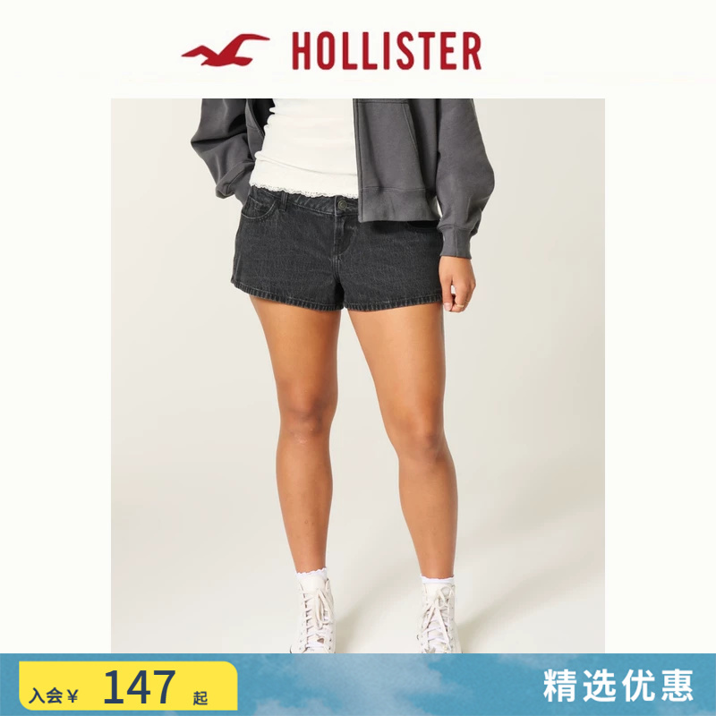 Hollister American Y2K Tight Black Washed Low-Waist Denim Shorts 26 Spring and Summer Women's Clothing 349-6197 Hollister American Y2K Tight Black Washed Low-Waist Denim Shorts 26 Spring and Summer Women's Clothing 349-6197