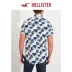 Hollister mùa thu 2018 mới co giãn sơ mi ngắn tay poplin nam 218768-1 sơ mi cổ trụ Áo