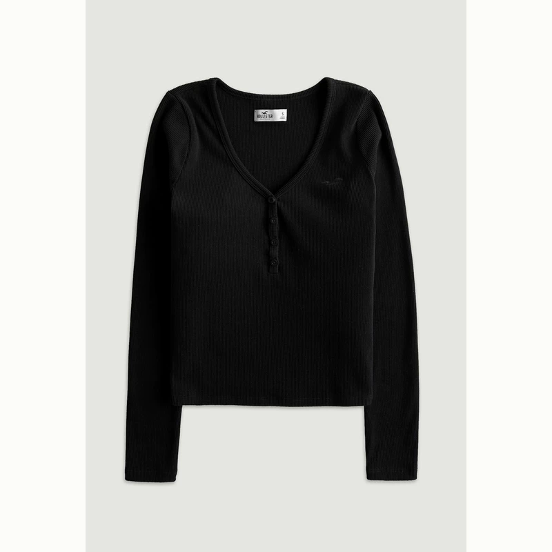 Лонгслив-футболка Hollister (женская) зауженный крой, летняя мягкая рубчик, классической длины