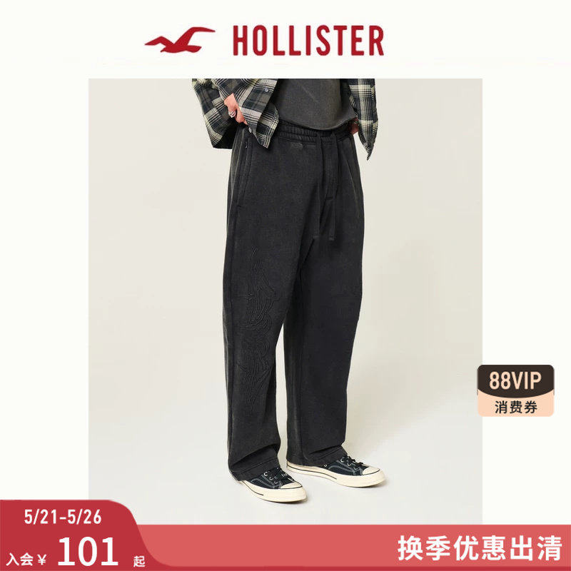 Hollister American-Style Comfortable Fleece Black Washed Sports Sweatpants Long Pants 26 Spring/Summer Men's Clothing 334-6014 Hollister American-Style Comfortable Fleece Black Washed Sports Sweatpants Long Pants 26 Spring/Summer Men's Clothing 334-6014