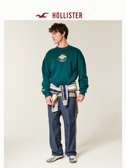 Hollister25 Autumn and Winter New Baggy Style Contrasting Color Loose Straight Sports Casual Pants Men's Clothing 330-5141