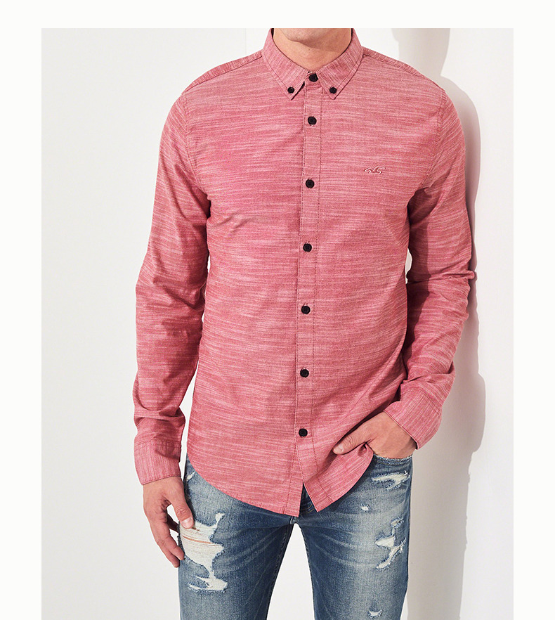 Hollister 2018 mùa thu mới co giãn Áo sơ mi nam Oxford 218146-1 áo sơ mi ngắn tay