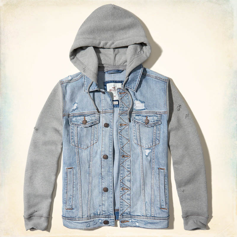 hooded denim jacket hollister