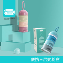 Milk powder box Portable out-of-home baby dispensing Childrens large capacity sealed milk powder tank Baby three-layer storage milk powder grid