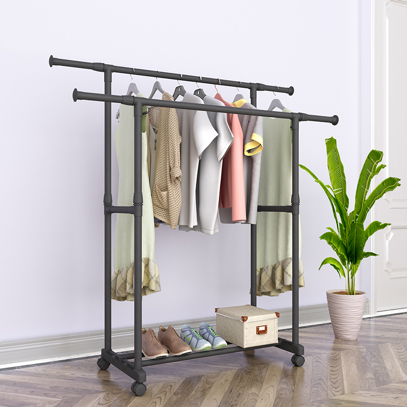 Floor drying rack hanger clothes hanger rod Mobile scaling lifting and dropping function reinforced simple drying clothes modern