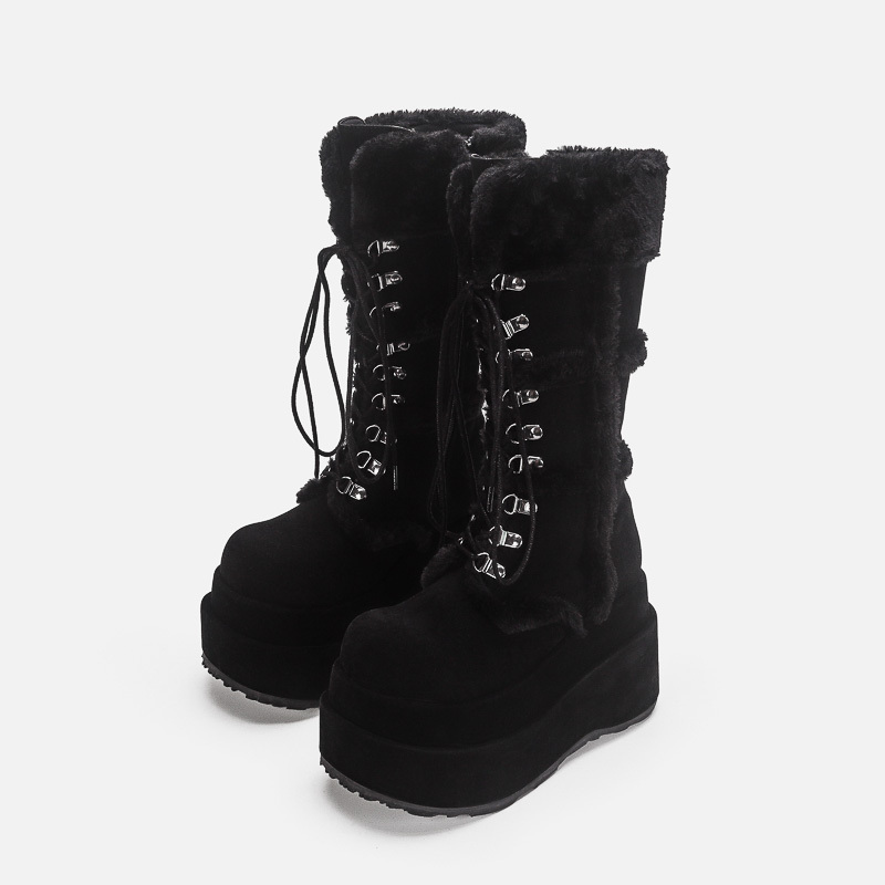 Demoniabear202 Black Punk Platform Boots Y2K High Boots Short Height-Increasing Hot Girl Long Boots Demoniabear202 Black Punk Platform Boots Y2K High Boots Short Height-Increasing Hot Girl Long Boots