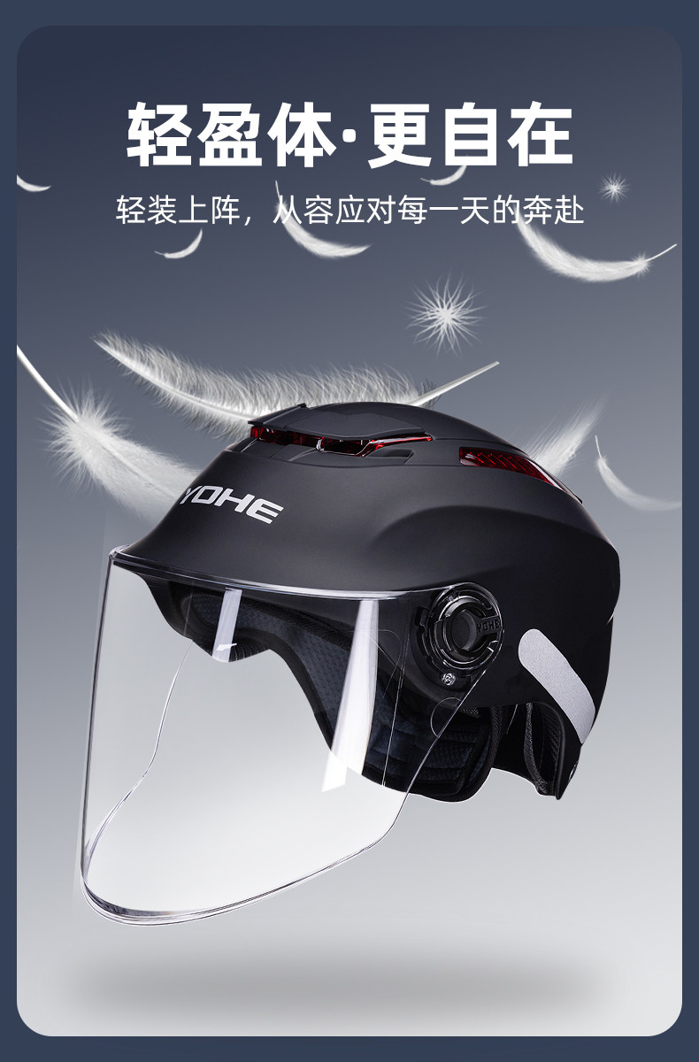 Eternal Helmet 3C Certified Electric Motorcycle Helmet for Men and Women, All-Season Battery Vehicle Sun Protection Safety Helmet, Lightweight Half Helmet 365