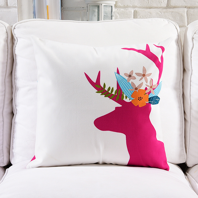 Gỗ vòng hoa ins Bắc Âu hươu nhung sang trọng đệm sofa vải gối xe thắt lưng gối - Trở lại đệm / Bolsters tựa lưng cao su non