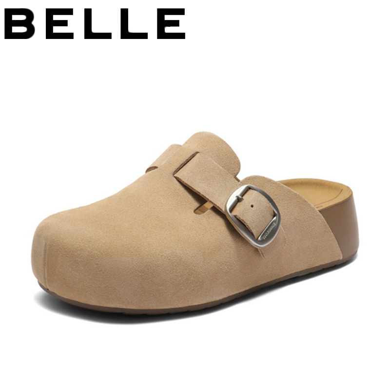 Belle 2026 Summer New Thick-Soled Island Toast 2Nd Generation Closed-Toe Birkenstock-Style Shoes Height-Increasing Outdoor Women's Sandals D8R1D