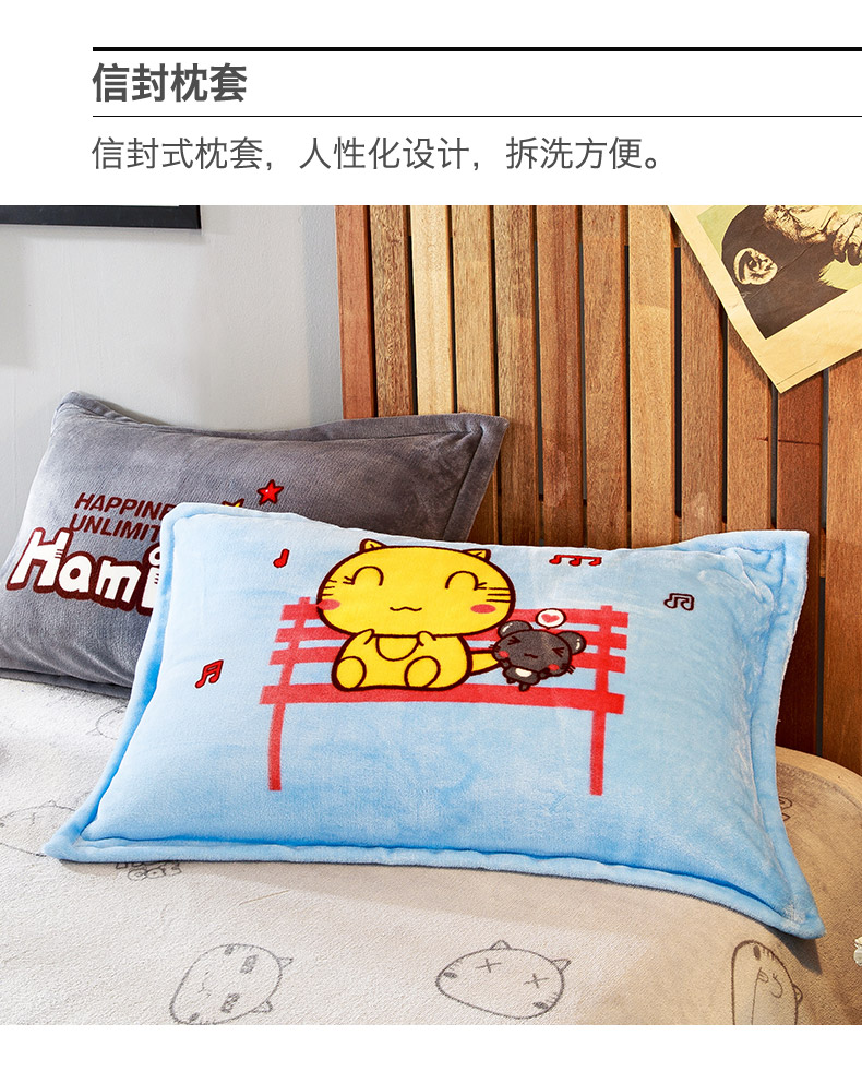 [Clearance] luật nhung san hô dày cartoon Levin gia đình tấm mùa đông lông cừu len chăn Bốn pha lê - Bộ đồ giường bốn mảnh chăn ga gối cao cấp nhập khẩu