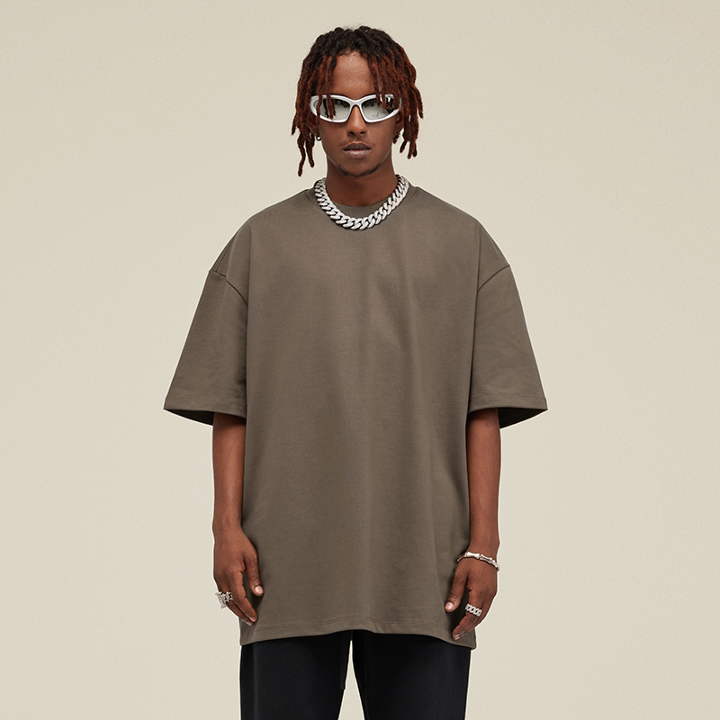 425g Heavyweight T-Shirt for Men Oversize Short-Sleeved Trendy Brand High Street Kanye Kanye Solid Color Loose Half-Sleeved T-Shirt for Summer