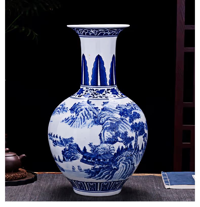 Jingdezhen ceramics large blue and white porcelain vase archaize floor big new Chinese style living room home furnishing articles