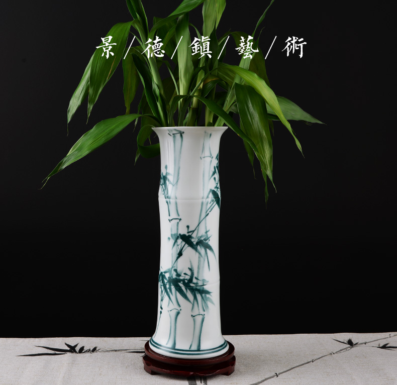 Aquatic culture lucky bamboo flower arranging machine hand draw blue and white porcelain vase furnishing articles of jingdezhen ceramics landing, a large living room