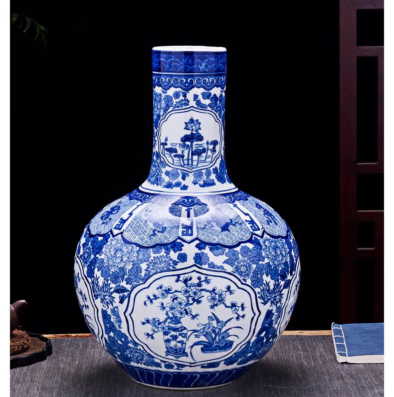 Jingdezhen ceramics large blue and white porcelain vase archaize floor big new Chinese style living room home furnishing articles