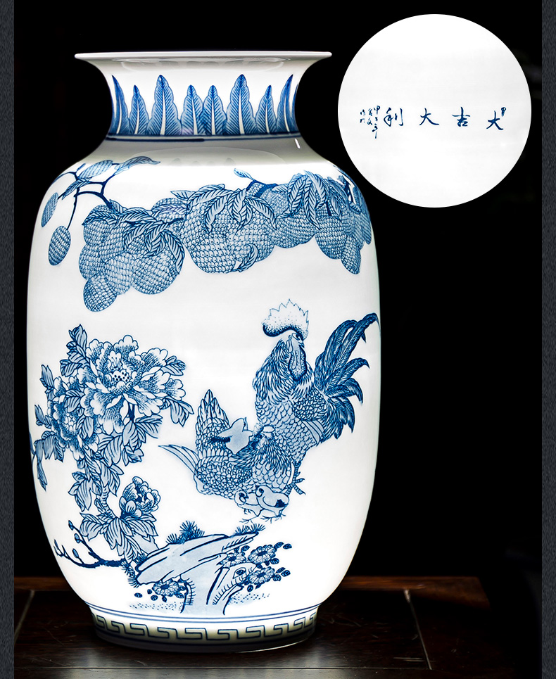 Blue and white porcelain of jingdezhen ceramics landscape painting of flowers and thin foetus vases, flower arrangement sitting room adornment of Chinese style household furnishing articles