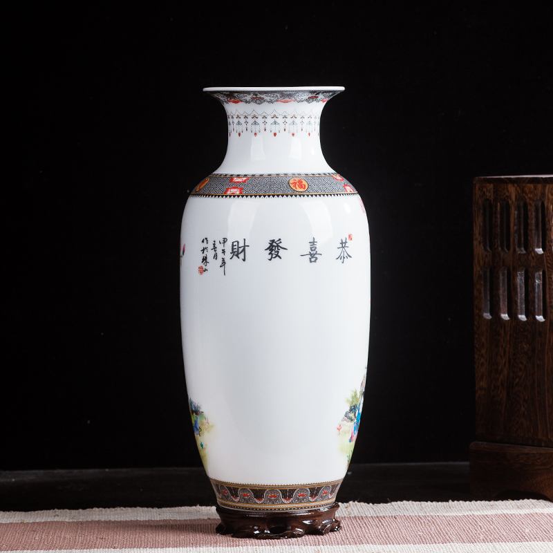 Jingdezhen ceramics big vase three - piece antique Chinese style living room home wine cabinet TV ark adornment furnishing articles