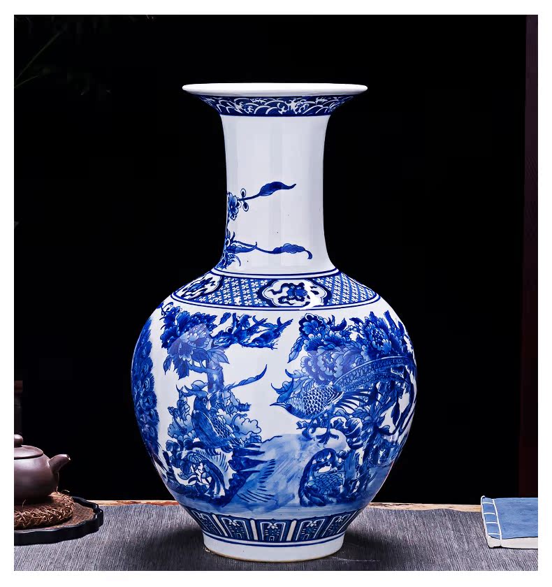 Jingdezhen ceramics large blue and white porcelain vase archaize floor big new Chinese style living room home furnishing articles