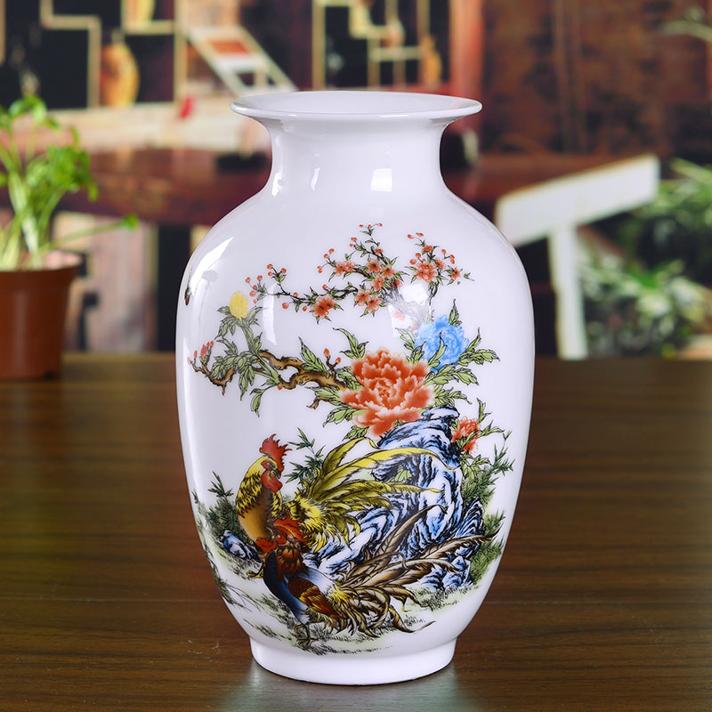 Jingdezhen ceramics famille rose porcelain vase landscape painting of flowers and household decoration in modern jewelry crafts are sitting room