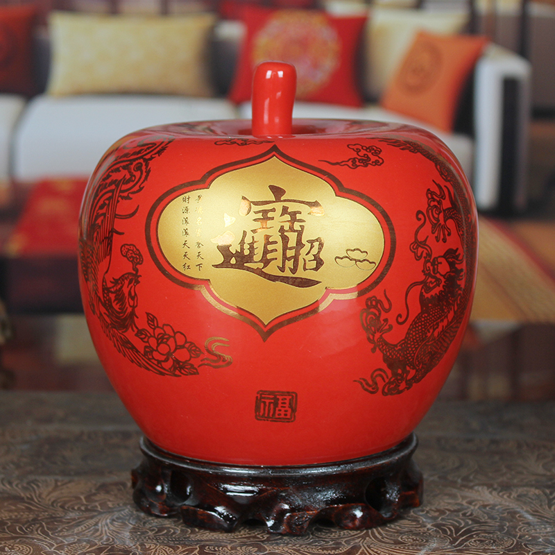 Jingdezhen ceramic vase China modern home furnishing articles sitting room red apples handicraft wedding gift