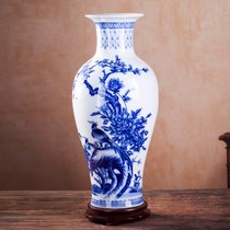 Jingdezhen ceramic vase antique blue and white porcelain Chinese home TV cabinet decorations living room flower arrangement