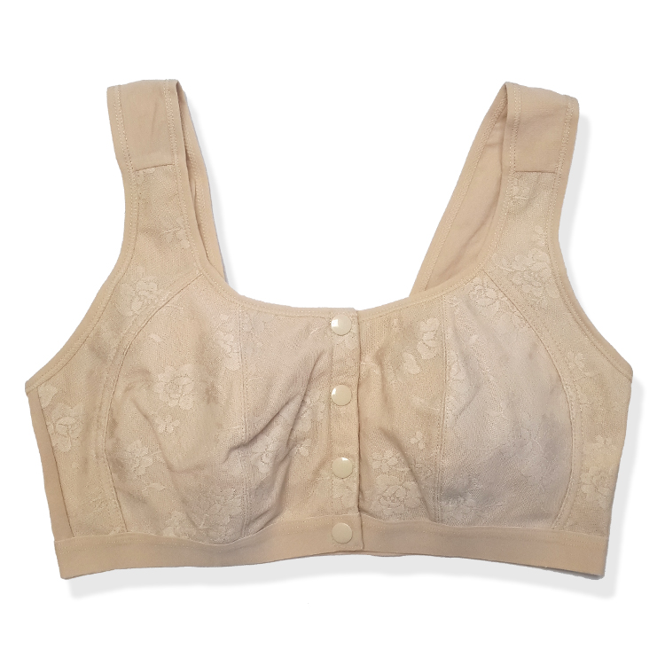 Mùa hè trung niên mẹ đồ lót cotton không có vòng thép phụ nữ phía trước nút áo ngực mỏng kiểu áo ngực áo nâng ngực