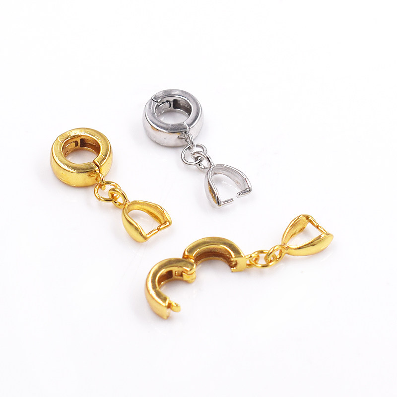 Thickened solid 925 silver DIY crystal pendant buckle male and female style emerald jade buckle glossy melon button 100 lap elaborate