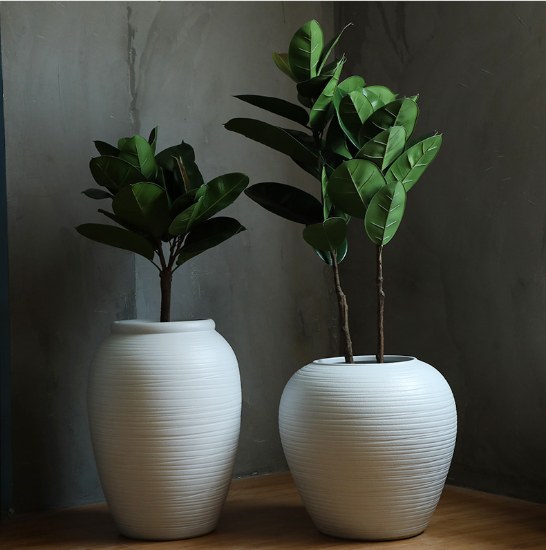 Jingdezhen ceramic large vases, flower arrangement sitting room place I and contracted white checking pottery landing big flower pot