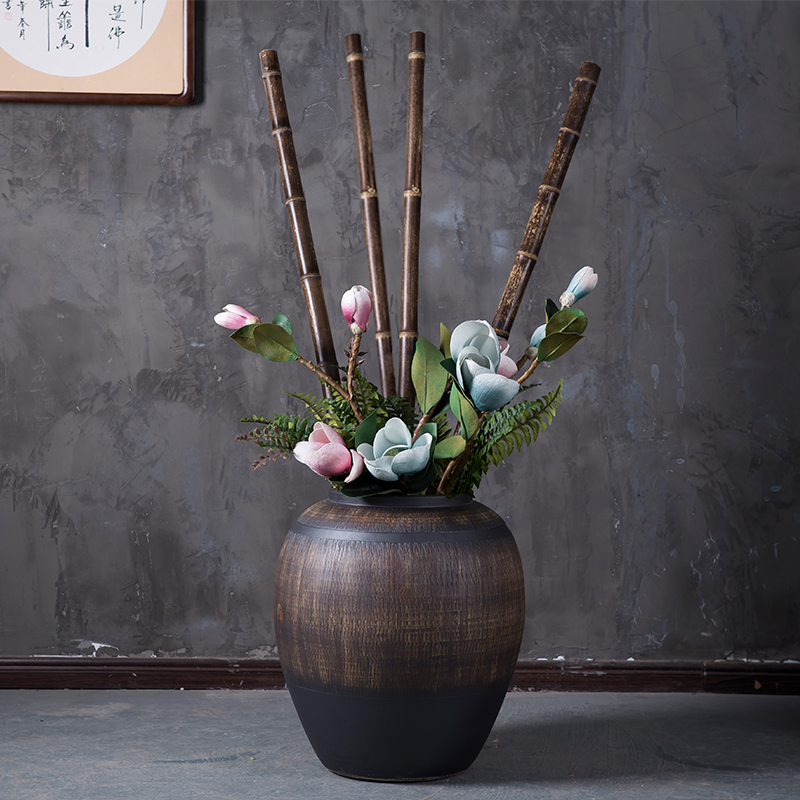 Jingdezhen ceramic vase of large sitting room porch garden villa, Chinese style restoring ancient ways is the dried flower POTS flowerpot
