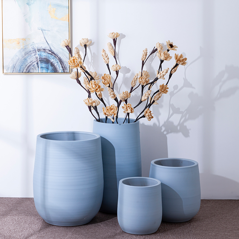 Green, the plants in northern Europe grey ceramic vase flowerpot I and contracted indoor plant decoration cylinder hydroponic POTS of large diameter