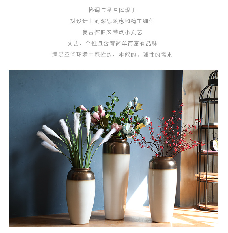 Jingdezhen ceramic vase landed stateroom dried flower vase light key-2 luxury furnishing articles Nordic white I and contracted decoration