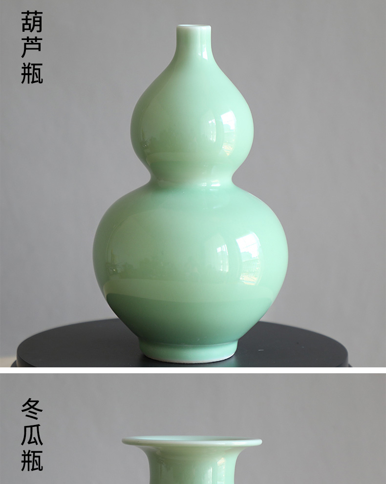 Jingdezhen ceramics by hand shadow blue glaze pea green vase flower arranging antique Chinese wine sitting room adornment is placed