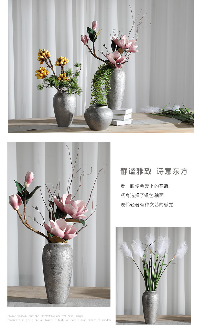 Light the key-2 luxury of new Chinese style plating gold ceramic vase simulation flower suit I and contracted sitting room porch decorate furnishing articles