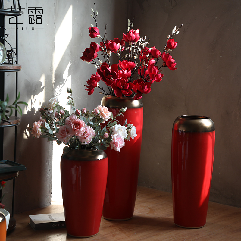 Large vases, ceramic I and contracted the new Chinese style Chinese red red wedding flower arrangement festival furnishing articles to the living room