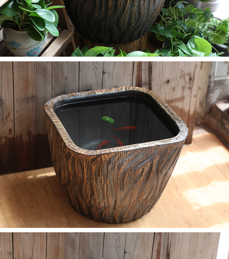 Jingdezhen stoneware big fish tank water lily bowl lotus cylinder cylinder tank tortoise goldfish bowl lotus basin water furnishing articles